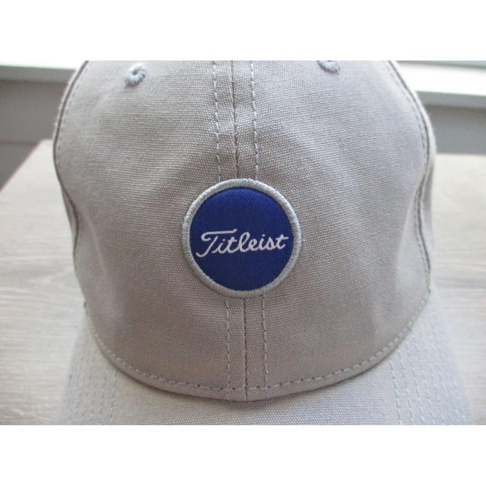 Titleist Hat Cap Mens Strap Back Beige Blue Golf Golfer Athletic Casual Logo